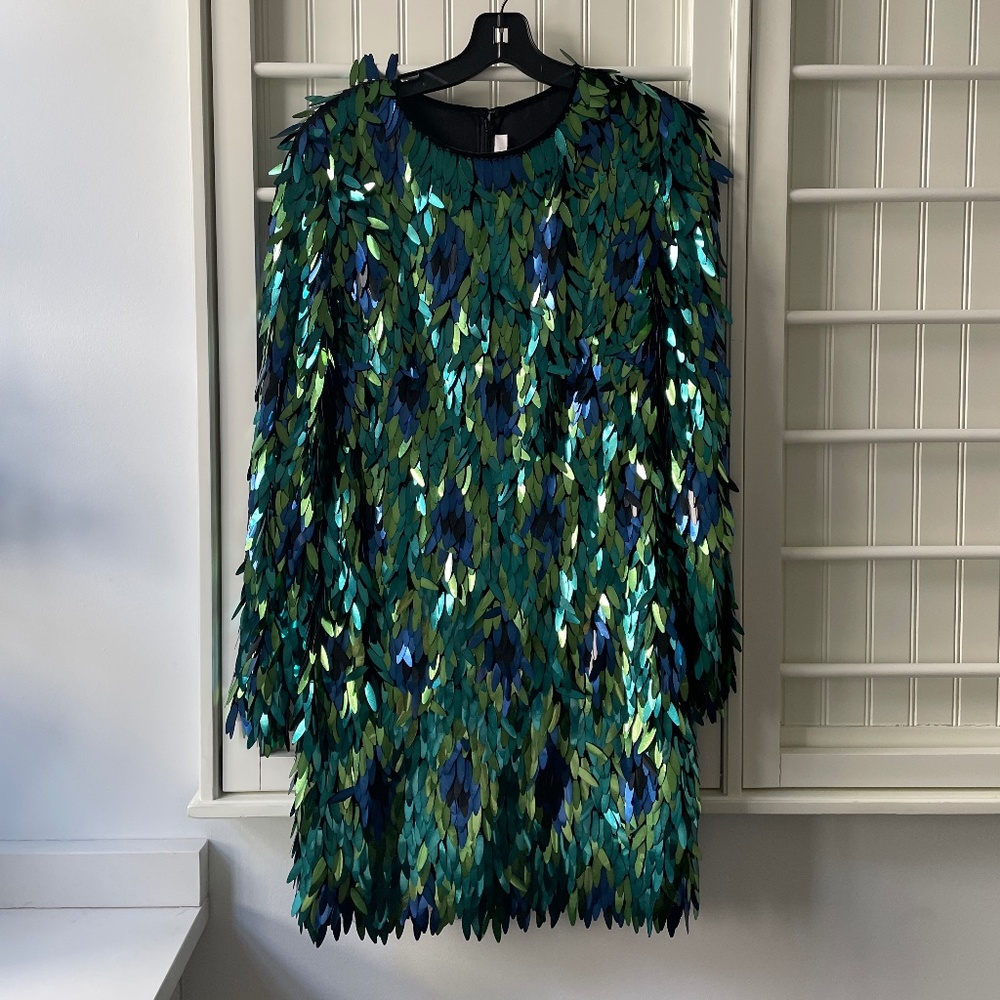 Naeem Khan Sequined Long-Sleeve Minidress | Size 10